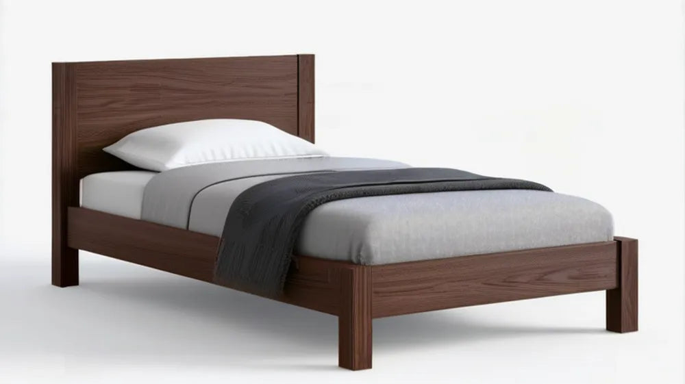 Łóżko jednoosobowe z MDF w kolorze ciemnego orzecha, 90 x 200 cm