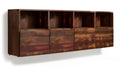 Wisząca szafka multimedialna z litego drewna mango, ciemnobrązowa, 180 x 35 x 45 cm